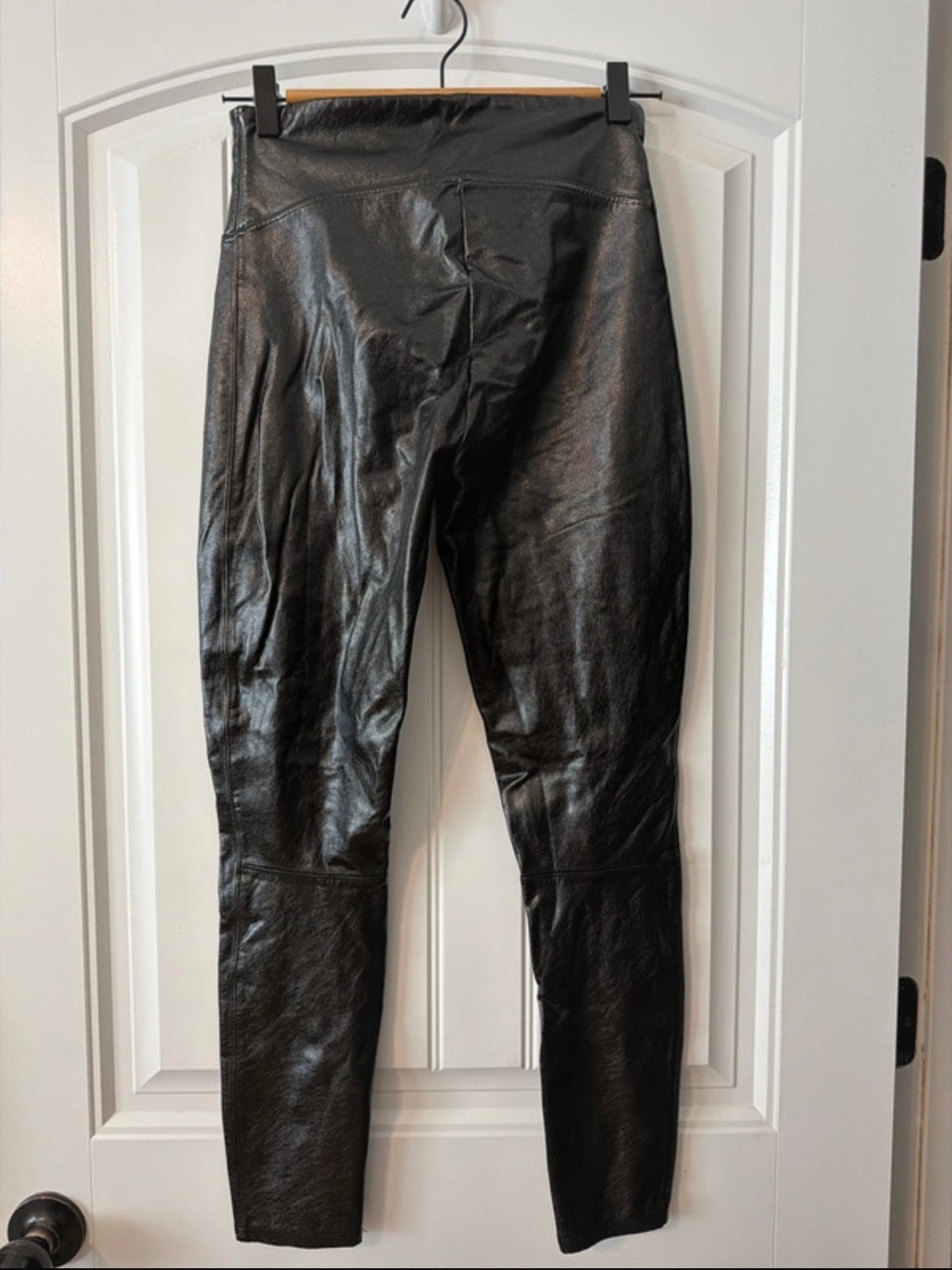 SPANX Women’s Black Faux Leather Jeans - Sleek High-Waist Style